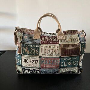Retro License Plate Weekender Bag